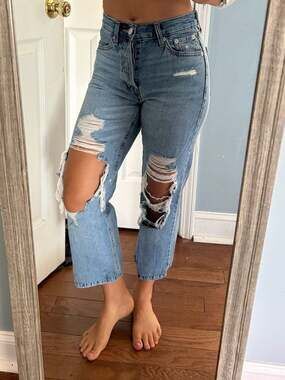 Aéropostale 90's Baggy High-Rise Ripped Straight-Leg Jeans